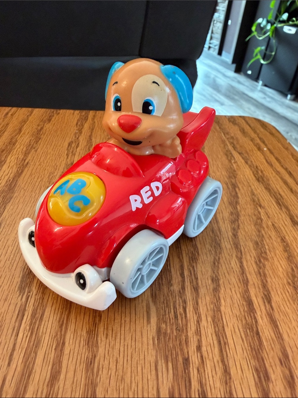 Fisher Price Red Puppy Push Car Toy for Kids - Educational ABC Buttons